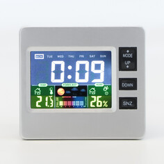 Часы электронные настольные с метеостанцией, с календарем и будильником, 7.7 х 8.6 см NO Brand