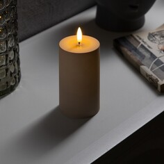 Светодиодная свеча бежевая, 7 × 15 × 7 см, пластик, батарейки аах2 (не в комплекте), свечение теплое белое Luazon Lighting