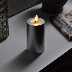Светодиодная свеча серебристая, 7 × 15 × 7 см, пластик, батарейки аах2 (не в комплекте), свечение теплое белое Luazon Lighting