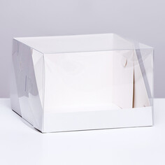 Кондитерская коробка с пластиковой крышкой, белая 20,5 х 20,5 х 14 см Upak Land