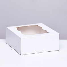 Коробка под бенто-торт с окном, белая,15 х 15,3 х 6,5 Upak Land