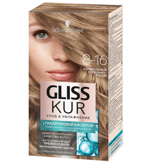 Краска для волос GLISS KUR Уход и увлажнение 8-16 Натуральный пепельно-русый 150 мл