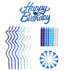 Свечи-столбики, фигурные набор для торта FIOLENTO Happy Birthday: свечи 16х6см, 8х14см 1,5ч/г, топпер Happy Birthday