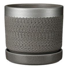 Кашпо, горшки для комнатных растений горшок керамический с поддоном брюссель серый серебро цилиндр 1,48 л