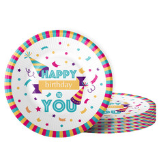 Тарелки, миски одноразовые набор тарелок FIOLENTO Friendly Birthday Веселая вечеринка 6шт 18см бумага