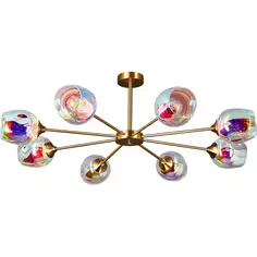 Люстра на штанге Hubble FR5223PL-08C 8 ламп цвет латунь Freya