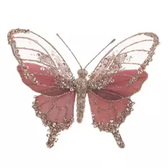 Елочная игрушка Remeco Collection Бабочка 791050 15x2x20 см цвет розовый Без бренда