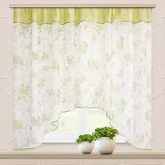 Комплект штор на ленте для кухни Кантри 285x160 см цвет зеленый Witerra