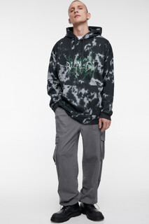 джемпер мужской Худи oversize с вареным эффектом и принтом Befree