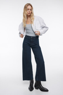 брюки джинсовые женские Джинсы-кюлоты Marin широкие с открытыми срезами Befree
