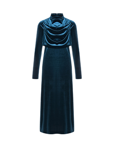 Платье SARA с воротником стойкой, синее Pietro Brunelli