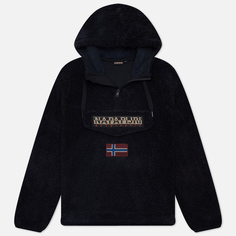 Мужская толстовка Napapijri Burgee Half Zip Hoodie, цвет чёрный, размер XXL