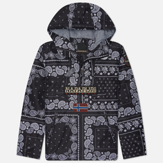 Мужская куртка анорак Napapijri Rainforest Pocket Print 2, цвет чёрный