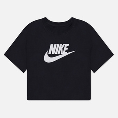 Женская футболка Nike Essential Cropped Icon Futura, цвет чёрный