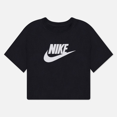 Женская футболка Nike Essential Cropped Icon Futura, цвет чёрный, размер M