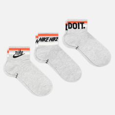 Комплект носков Nike 3-Pack Everyday Essential Ankle, цвет серый, размер 38-42 EU