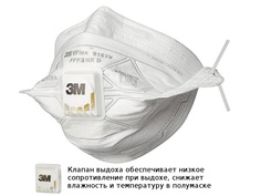 Защитная маска 3M VFlex 9163V класс защиты FFP3 NR D (до 50 ПДК) с клапаном 7100089577 / РЕС034 (1шт)