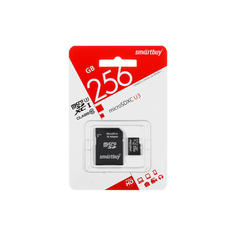 Карта памяти 256Gb - SmartBuy MicroSDXC Class 10 UHS-I U3 SB256GBSDU3-01 с адаптером SD