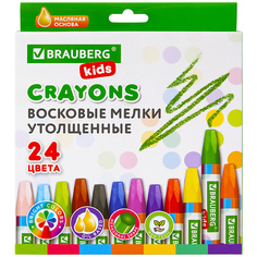 BRAUBERG Восковые мелки утолщенные KIDS