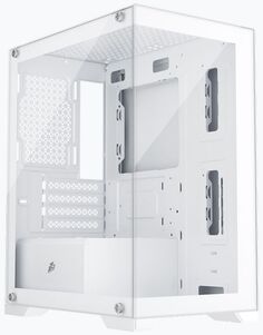 Корпус mATX 1STPLAYER Mi2-WH-3F1-W белый, без БП, боковая панель из закаленного стекла, USB3.0, USB2.0, HD audio