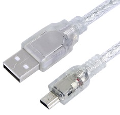 Кабель интерфейсный USB 2.0 GCR GCR-UM1M5P-BD2S-3.0m ,12006,mini USB , прозрачный, 28/24 AWG, AM / mini 5P, Premium, экран, армированный, морозостойки