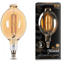 Лампа светодиодная Gauss 151802008 LED Vintage Filament BT180 8W E27 180*360mm Golden 780lm 2400K