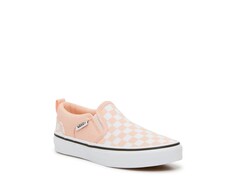 Слипоны Asher - Детские Vans, цвет White/Peach Checkerboard Print