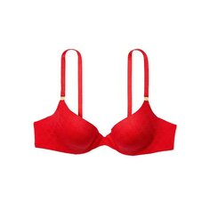 Бюстгальтер Victoria&apos;s Secret Icon Very Sexy Smooth Logo Lace Push-Up Demi, красный