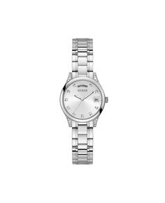 Женские часы Day-Date, серебристый блестящий браслет из нержавеющей стали, 31 мм GUESS