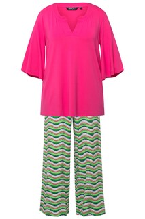 Пижама Ulla Popken, зеленый/розовый
