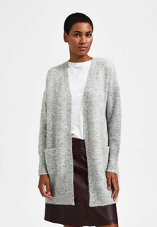 Кардиган SLFLULU NEW LONG CARDIGAN Selected Femme, светло-серый меланж