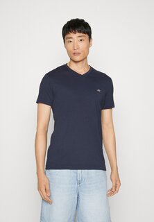 Базовая футболка SLIM SHIELD V-NECK GANT, вечерний синий