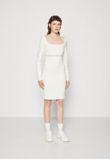 Платье-футляр LOGO ELASTIC MILANO DRESS Calvin Klein Jeans, слоновая кость/серо-коричневый