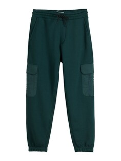 Зауженные брюки-карго Bershka, темно-зеленый