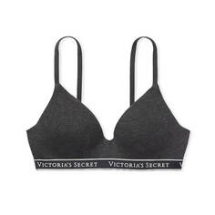 Бюстгальтер без косточек Victoria&apos;s Secret The T-shirt Lightly Lined Cotton, темно-серый/белый