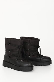 ЧЕРНЫЕ женские зимние ботинки с круглым носком 06415 GÖNDERİ(R)