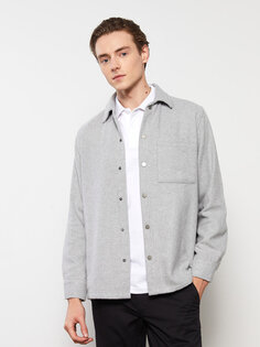 Удобная мужская куртка-рубашка с длинным рукавом LCWAIKIKI Classic, цвет камня