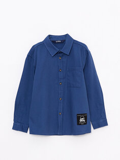 Удобная рубашка из габардина для мальчика LCW Kids, светло-темно-синий