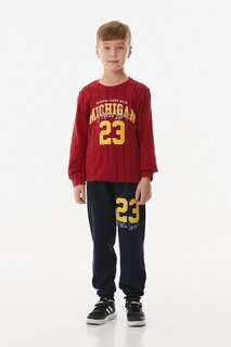 Пижамный комплект для мальчика с круглым вырезом и принтом Fullamoda, красный
