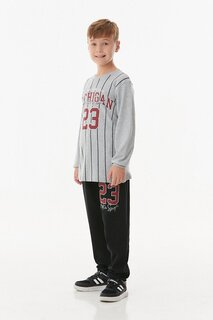 Пижамный комплект для мальчика с круглым вырезом и принтом Fullamoda, серый