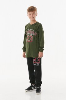 Пижамный комплект для мальчика с круглым вырезом и принтом Fullamoda, хаки