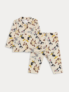 Пижамный комплект с длинными рукавами и воротником рубашки для маленьких мальчиков с принтом Bugs Bunny LCW baby