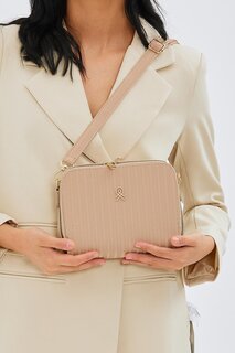 Женская сумка через плечо Box Fleur с длинным ремешком, бежевая Minebag