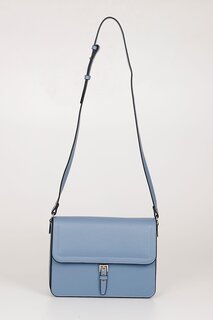 Платиновая женская сумка через плечо среднего размера из натуральной кожи Q8254 GÖNDERİ(R), синий