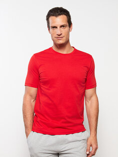 Мужская футболка из чесаного хлопка с круглым вырезом и короткими рукавами LCWAIKIKI Basic, красный