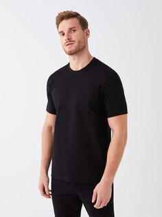 Мужская футболка из чесаного хлопка с круглым вырезом и короткими рукавами LCWAIKIKI Classic, новый черный