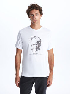 Мужская футболка из чесаного хлопка с круглым вырезом и короткими рукавами с принтом Ататюрка LCWAIKIKI Classic