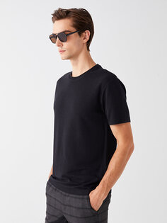 Мужская футболка с круглым вырезом и коротким рукавом LCW Vision, новый черный
