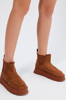 Женские светло-коричневые замшевые женские удобные замшевые ботинки из эластичной овчины TONNY BLACK