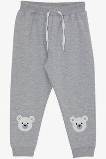 Спортивные штаны для девочек «Милый плюшевый мишка» с вышивкой Светло-серый меланж (1–4 года) Breeze